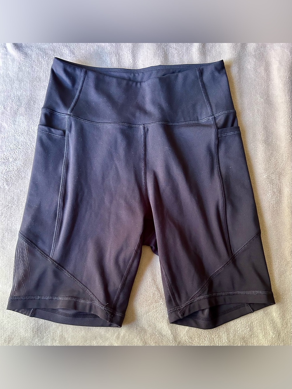 High-Waist Black Bike Shorts with Side Pockets